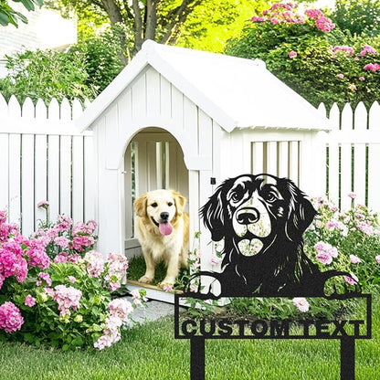 Custom Dog Metal Garden Sign with Stakes, Personalized Golden Retriever Garden Name Sign Yard Art Patio Decorations, Customized Golden Retriever Dog House Decorative Signs Lawn Yard Stake