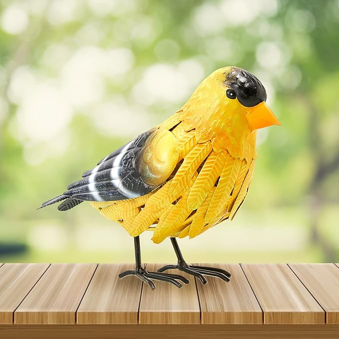 GUTE American Goldfinch Metal Garden Bird, Yard Sculpture Art - Large Realistic Standing Gold Finch Bird - Outdoor Fall, Winter, Spring, Summer Decoration - Decor - Perfect and Sympathy Gifts