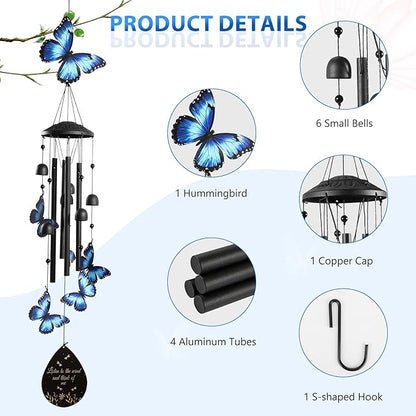 Butterfly Wind Chimes for Outside, Windchimes Outdoors Metal Wind Chimes Butterfly Garden for Patio Porch Backyard
