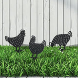 WADORN 3Pcs Chicken Metal Decorative Garden Stakes, Adorable Hen Silhouette Metal Outdoor Statues Animals Garden Ornament Gifts Black Yard Art Decoration for Outdoor Backyard Patio Lawn Walkways