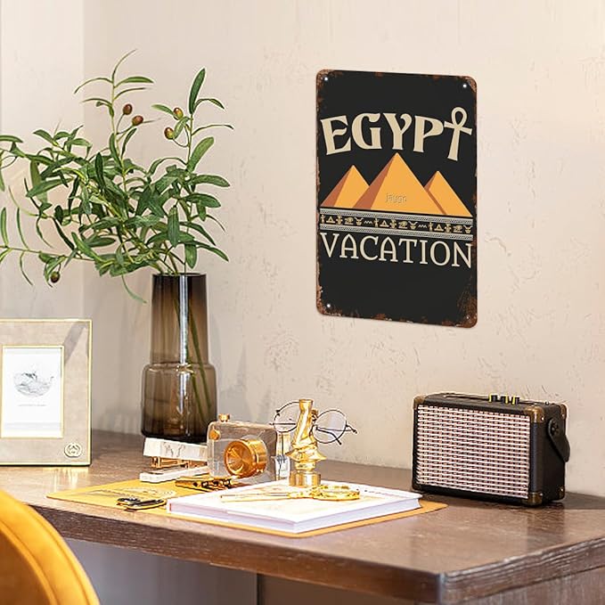 Patio Wall Decor Egypt Vacation Vintage Signs Dining Room Retro Metal Wall Art For Home,Cafe,Office,Yard & More: Decorative Plaque With Inspirational Life Quotes 8X12inch