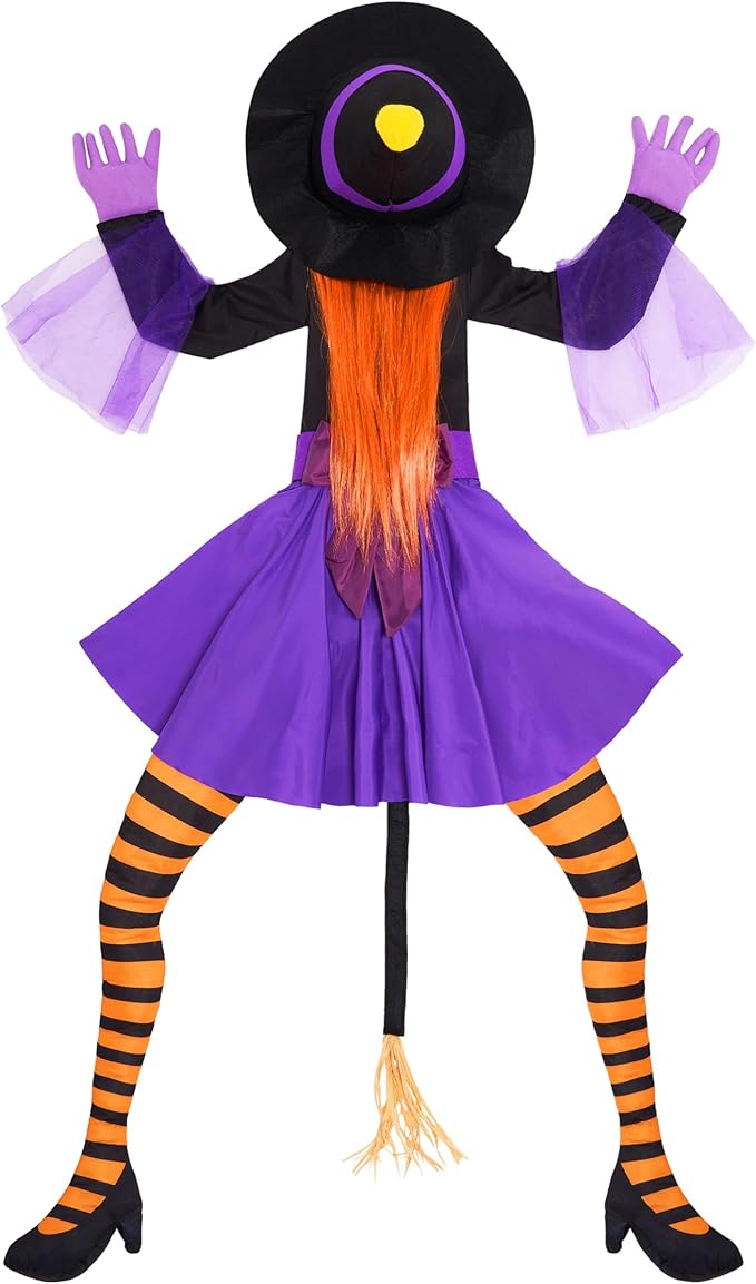 JOYIN 56'' Crashing Witch Halloween Tree Decorations Outdoor, Flying Witch on Broom Hanging Decorations for Yard, Porch, Door, Lawn, Haunted House Prop