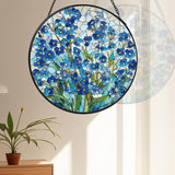 Stained Glass Window Hanging, Forget Me Not Flower Stained Glass Suncatcher, Window Decor Forget Me Not Plant Lover Gift for Women, Couples, Best Friend, Family, Colleague, Classmate 7.8 Inch