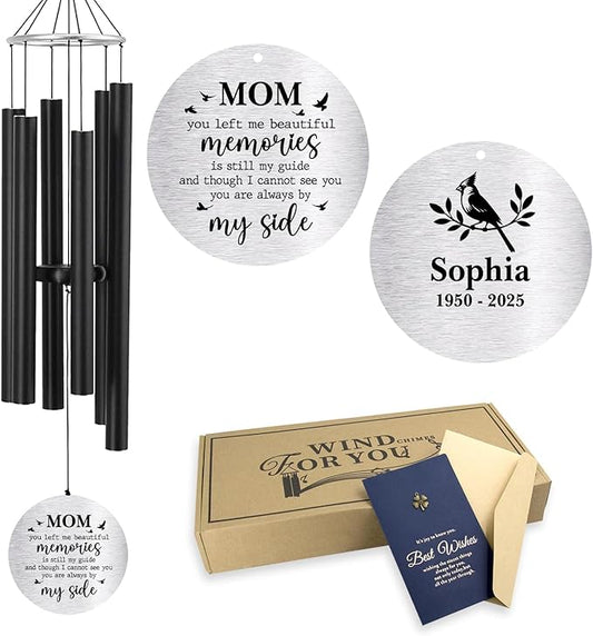 ASTARIN Personalized 30" Bereavement Wind Chimes for Outside, Memorial Gift in Remembrance of a Loved One, Sympathy Gift for Loss of Mother Father Husband, Garden Patio Decor