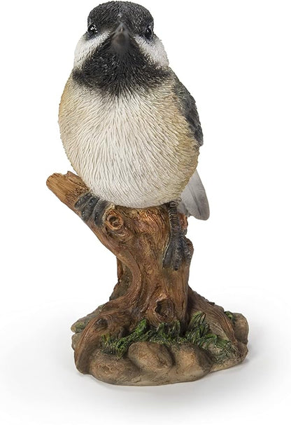 Hi-Line Gift Various Bird on Stump Statues (Chickadee), Multi Colors