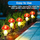 Reginary 12 Pcs Outdoor Lamp Solar Mushroom Light up Garden Mushroom Lights 8 Modes Waterproof Lamp Outside Decor for Holiday Yard Patio Pathway Lawn Ornament(Red,Classic)
