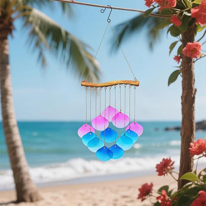 Glass Shell Wind Chimes for Outdoor Decor -Durable Windchimes for Garden, Porch, and Christmas Spaces, Unique Handmade Outdoor Wind Chimes, Yard Christmas Decorations