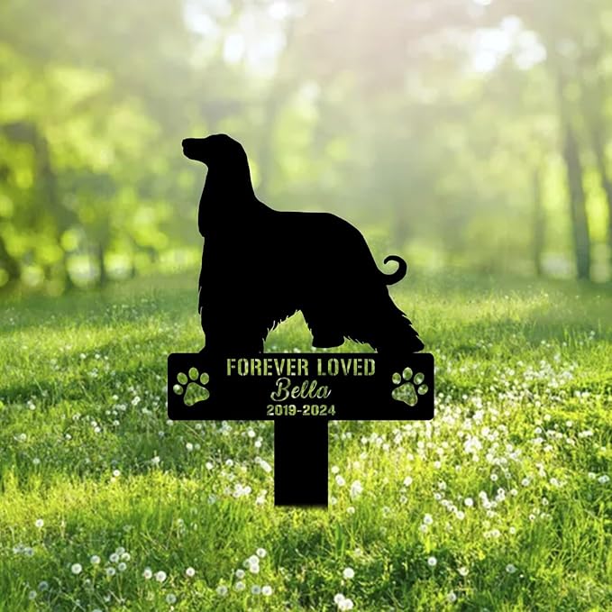 Custom Afghan Hound Metal Memorial Garden Stake Personalized Pet Grave Marker Name Sign Remembrance Stake Decor Sympathy Dog Loss,Outdoor Statues for Yard Garden Lawn Patio Pathway Grave Ornament.