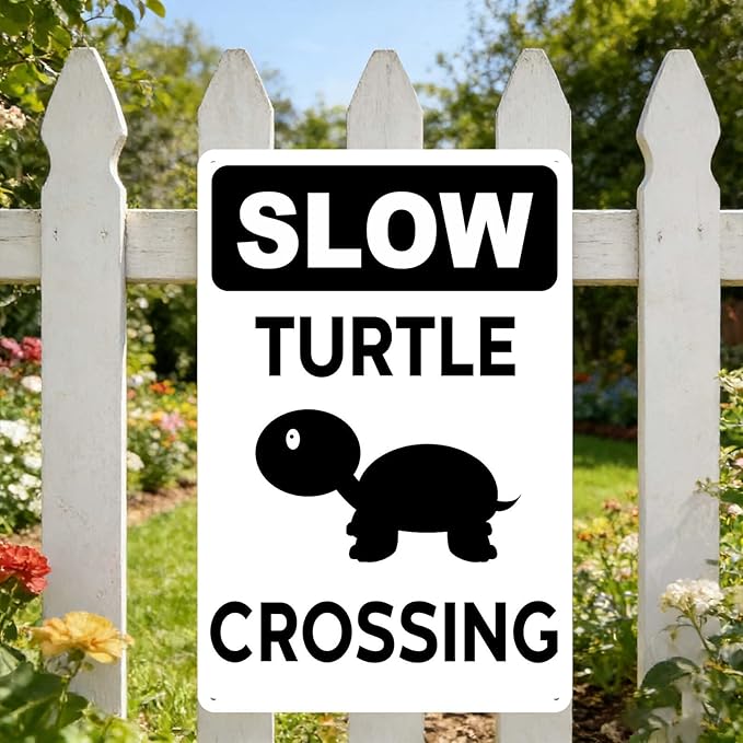 Slow Turtle Crossing Sign Slow Turtle Yard Signs Outdoor Turtles Poster Decor for Home Garden Tortoise Crossing Metal Tin Sign Tortoise Habitat Accessories Outdoor Decor 8x12 Inch