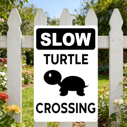 Slow Turtle Crossing Sign Slow Turtle Yard Signs Outdoor Turtles Poster Decor for Home Garden Tortoise Crossing Metal Tin Sign Tortoise Habitat Accessories Outdoor Decor 8x12 Inch