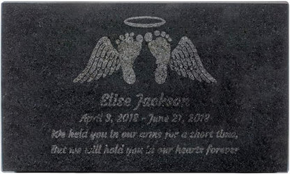 PlaqueMaker Black Granite Memorial Headstone Or Garden Memorial for Lost Infant or Child - Include You Personalized Text. Can be Used as a Sympathy Gift, Garden Stone or Grave Maker (10 x 6 x 2)