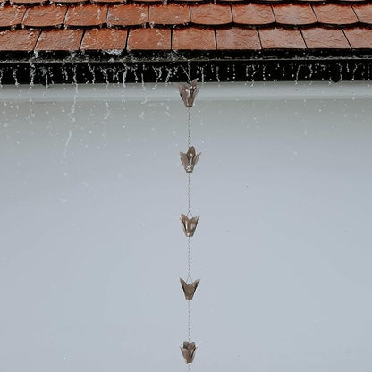 TZSSP 8.5 ft Rain Chain for Gutters - Flower Style & Weatherproof Rain Chain Adapter, Easy Installation