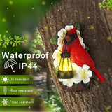 WILLBOND Cardinal Garden Decor with Solar Lantern 8.3 in Tree Cardinal Solar Light for Outside Resin Red Bird Outdoor Garden Statue for Wall Tree Yard Lawn Women Mom Grandmom Mother's Day Gifts