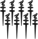 MorningRo 8 Pcs Garden Hose Guide Spike 12 Inch Heavy Duty Metal Hose Support Spike Aluminum Decorative Garden Stakes Protector to Keeps Flower Beds Plant Yard Lawn (Bird)