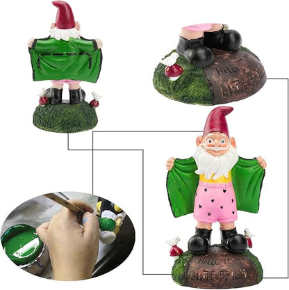 Teaeeno Funny Garden Gnome Statue - Say Hello to My Little Friends Sign, Weather Resistant Outdoor Decor, Patio & Yard Art, Unique Gift for Gardeners & Gnome Enthusiasts