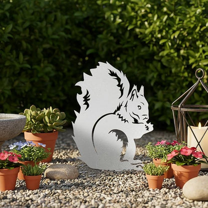 Metal Squirrel Garden Ornament, Squirrel Silhouette to Screw in Wood, Metal Garden Decoration Decor, Fence Topper, Gift Idea for Wildlife Loverent