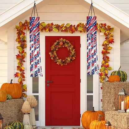 Jeiento Blue Stars Red White Stripes Windsock America's 250 Years Anniversary Windsock Flag 40" Outdoor Hanging Decoration for Home Yard Patio Lawn Garden Tree,2 Pack USA 250 Windsock