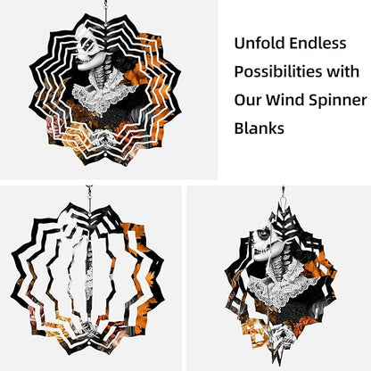 8 Inch Sublimation Wind Spinner, 3D Aluminum Metal Wind Spinner with Hook, Indoor Yard Garden Hanging Decoration, Weather Resistant Rotating Spiral Ornament, Lady with Sugar Skull Makeup