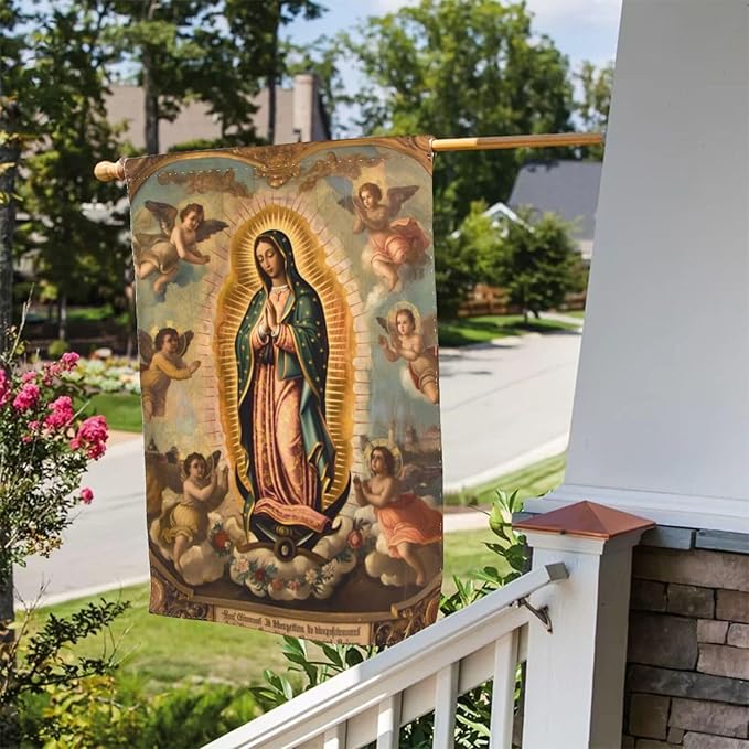 YISHOW Our Lady of Guadalupe Mother Of God Garden Flag Double Sided Vertical Holly Mary Blessed Virgin Mary Religious House Flags Yard Signs Outdoor Decor 12.5"X18"
