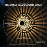 Decorative Solar Mandala Lights, Solar Mandala Lights Outdoor, Metal Solar Powered Outdoor Deck Step Wall Lights, Mandala Theme LED Waterproof Fence Light, for Garden Fence, Yard Decor (2PCS)