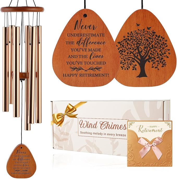 AMBOBE Retirement Gift for Woman Men, 32" Wind Chimes Retirement Gifts, Happy Retirement Gifts for Women Coworker Boss Teachers Nurses Friends, Going Away Farewell Gift Ideas Retirement Decorations