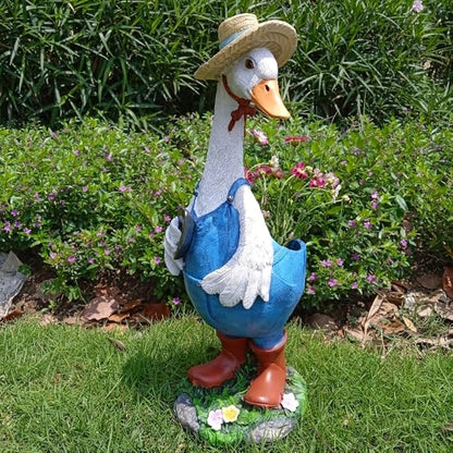 Duck Garden Statue Planter - Duck Succulent Flowerpot, Resin Animal Figurine for Indoor Outdoor Patio, Balcony, Office Desk Decor & Housewarming Gifts
