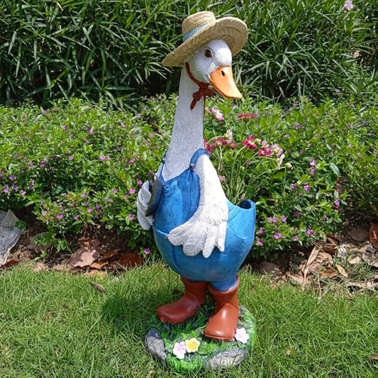 Duck Garden Statue Planter - Duck Succulent Flowerpot, Resin Animal Figurine for Indoor Outdoor Patio, Balcony, Office Desk Decor & Housewarming Gifts