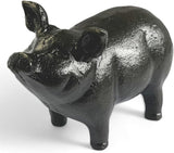 NACH Cast Iron Pig Statue, Standing Black Door Stopper, Rustic Paperweight