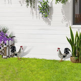 Metal Rooster Yard Decor,16 in Outdoor Chicken Statue Decoration for Patio Lawn Garden,3D Rooster Garden Statues,Chicken Yard Art Sculpture Outdoor Figurines,Metal Chicken Decor,1 Pcs (White)