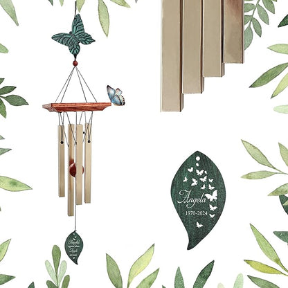 ASTARIN Cardinal Memorial Wind Chimes, Personalized 26" Small Metal Symphthy Wind Chime, Bereavement Gift for Loss of Loved One Father Mother, Dragonflie Damselflie Decor for Outside Patio Garden
