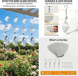 12PCS Stainless Steel Bird Deterrent Wind Spinners for Outside – Reflective Outdoor Bird Repellent Hanging Ornaments, Humane Pigeon Scarer for Yard Garden, Balcony, Patio, Roof & Window (12, Spiral)