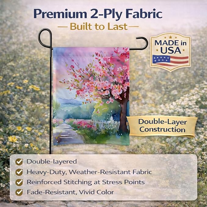 Caroline's Treasures Michigan Apple Blossoms in Watercolor Garden Flag Mailbox Flag Decorative Yard Flag Banner Outside Patio Artwork Yard Flower Beds, Garden Size, Multicolor