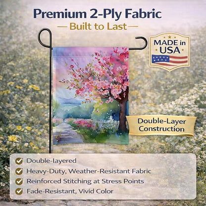 Caroline's Treasures Michigan Apple Blossoms in Watercolor Garden Flag Mailbox Flag Decorative Yard Flag Banner Outside Patio Artwork Yard Flower Beds, Garden Size, Multicolor