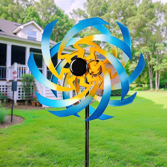 Wind Spinners Outdoor Garden Decor, 360°Metal Kinetic Wind Sculpture Spinner, 16W*76H inch Windmill for Yard, Patio, Backyard, Garden Gifts for Women