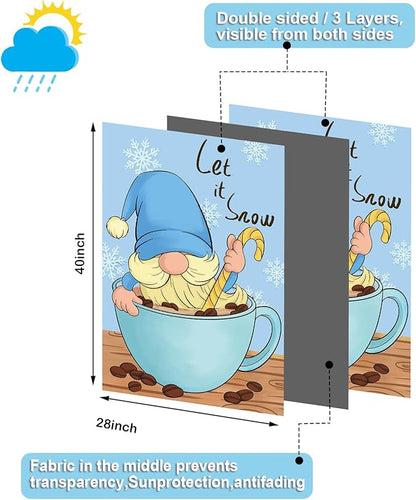 Set of 10 Gnome Seasonal Garden Flags,Double Sided 28 x 40 Inch Yard Flags,Large House Flags for outside, Christmas Spring Seasonal Flag for Outdoor,Holiday Garden Flags for All Seasons