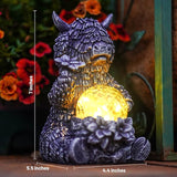 Gray Highland Cow Garden Statue with Solar Crackle Globe Light - Whimsical Resin Figurine for Outdoor Patio, Lawn, Yard Decor, Unique Birthday & Housewarming Gift for Women, Mom, Friends