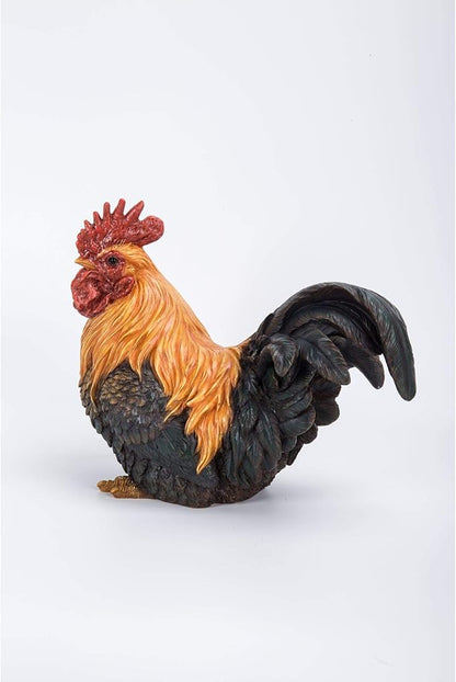 HI-LINE Squatting Rooster Outdoor Garden Statue - 12.5"