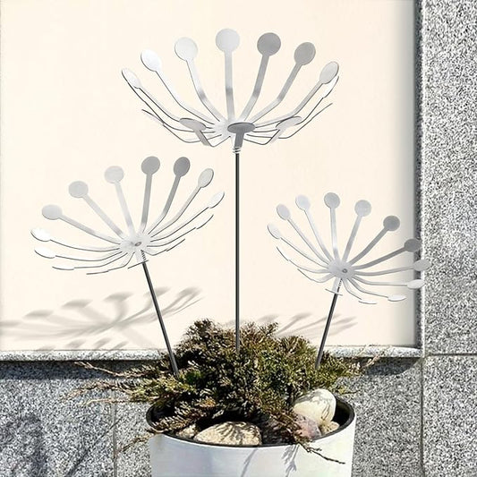 3Pcs Raw Dandelion Creativity Iron Art with Flower Stems Dandelions Garden Stake Metal Flower Pots Lawn Decor for Parents Gift Wedding Outdoor Furniture Home Yard Farm Courtyard Decoration