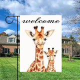 Gkyygk Welcome Giraffe Garden Flag 12 x 18 Inch Double Sided Welcome Banners Farmhouse Holiday Outside Decor Burlap Yard Flag
