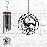 Personalized Customize Name 12 Zodiac Signs Wind Chime, Metal Iron 37 Inch Outdoor Memorial Gift for Garden Yard Patio Home Decor, Black (Scorpio)