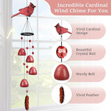 Cardinal Wind Chimes for Outside，Red Bird Wind Chimes Outdoor Decorations, for Mom/Grandma，Garden Patio Backyard Hanging Decor.
