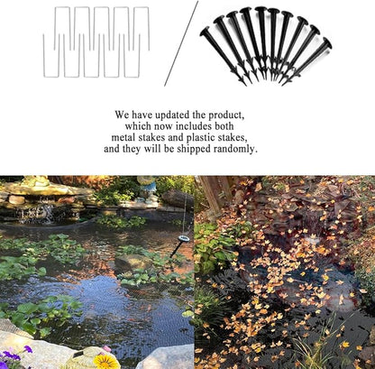 JUNFLYING 10x10 Ft Pond Netting for Leaves, 1/2 in Fine Mesh, Strong Woven Koi Fish Net Cover, Against Birds, Cats & Predators, Stakes Included