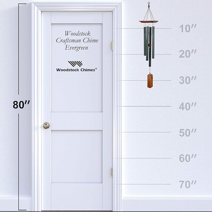 Woodstock Chimes Signature Collection, Woodstock Craftsman Chime, 33'' Evergreen Decor Designs Wind Chimes for Outdoor, Patio, Home or Garden Décor (CRCE)