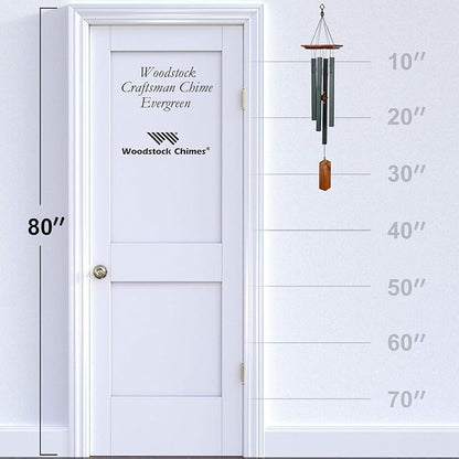 Woodstock Chimes Signature Collection, Woodstock Craftsman Chime, 33'' Evergreen Decor Designs Wind Chimes for Outdoor, Patio, Home or Garden Décor (CRCE)