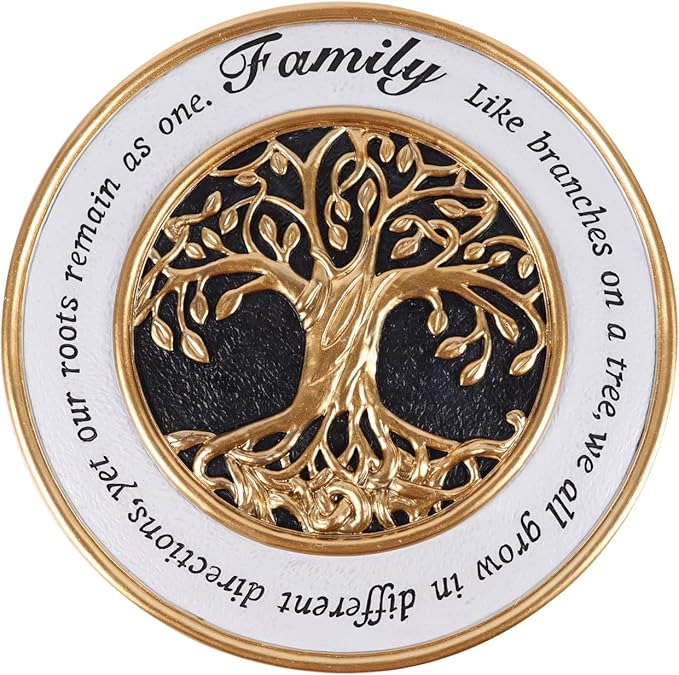 Youdear Memorials 10 Inch Family Tree Garden Decorative Stones, Stepping Stones for Outdoors and Indoors, Garden Décor