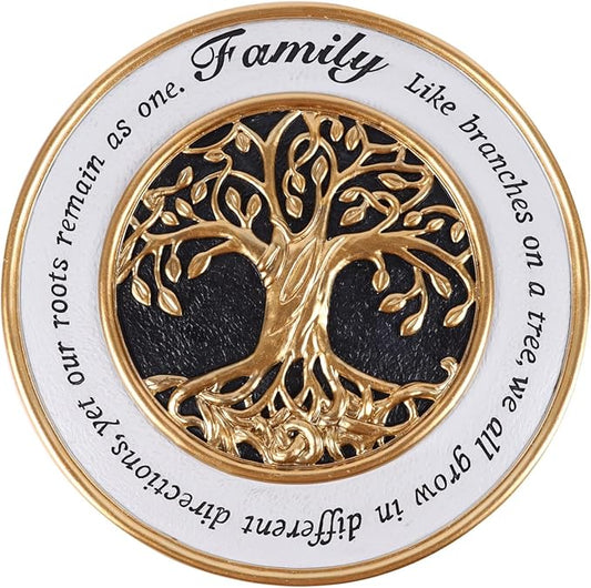 Youdear Memorials 10 Inch Family Tree Garden Decorative Stones, Stepping Stones for Outdoors and Indoors, Garden Décor