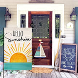 Hello Sunshine Summer Garden Flag 12x18 Vertical Double Sided Farmhouse Holiday Outside Decorations Burlap Yard Flag BW285