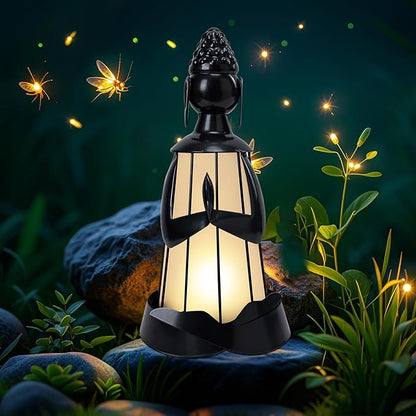 MUMTOP Solar Outdoor Lights Garden Decor, Shakyamuni Buddha Waterproof Solar Powered LED Light Meditation Buddha Yard Art Ornament for Patio Outside Lawn Backyard Balcony Decorations