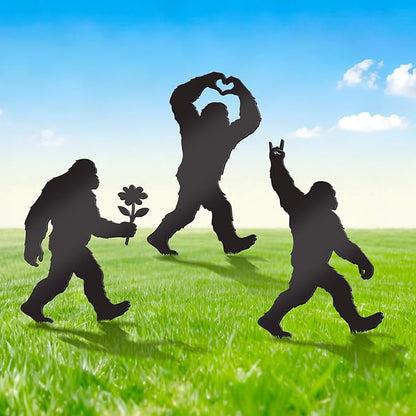 3 Pcs Metal Bigfoot Yard Decor, Unique Bigfoot Decor and Animal Gifts, Black Metal Yard Decor, Outdoor Animal Sasquatch Decor for Patio Garden and Lawn (Unique)