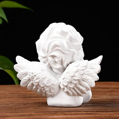 BRABUD Resin White Angle Statue Praying Cherub Statue Indoor Outdoor Home Garden Wings Angel Decoration Figurine Collection 4.9'' TQGJBS70